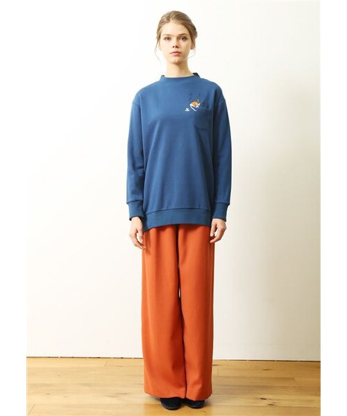 Design Tshirts Store graniph（デザイン　ティーシャツ　ストア　グラニフ）の「ねことねずみ (ビル シャルメッツ ボトル ネック スウェット チュニック)（トップス・レディース・ブルー・Ladies F）」の8枚目の写真