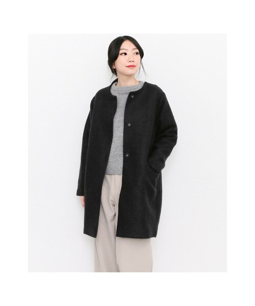 KBF（ケイビーエフ）の「KBF+ カットソーノーカラーコート（ジャケット/アウター・レディース・BEIGE/CAMEL/BLACK・one）」の5枚目の写真