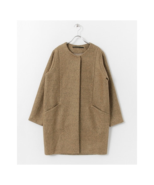 KBF（ケイビーエフ）の「KBF+ カットソーノーカラーコート（ジャケット/アウター・レディース・BEIGE/CAMEL/BLACK・one）」の3枚目の写真