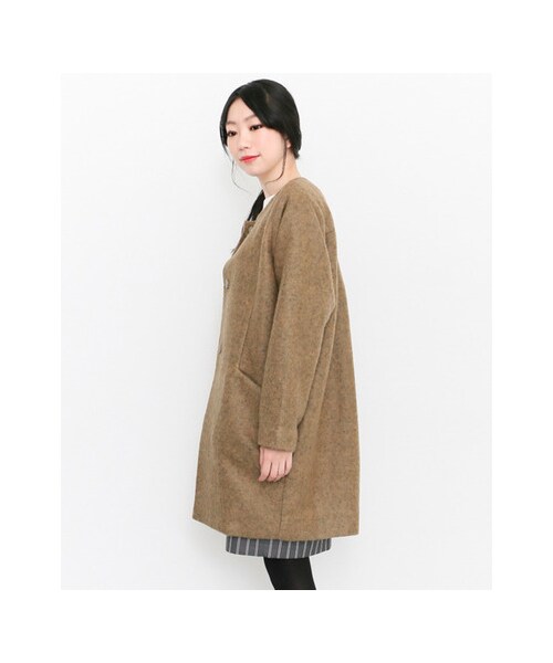 KBF（ケイビーエフ）の「KBF+ カットソーノーカラーコート（ジャケット/アウター・レディース・BEIGE/CAMEL/BLACK・one）」の8枚目の写真