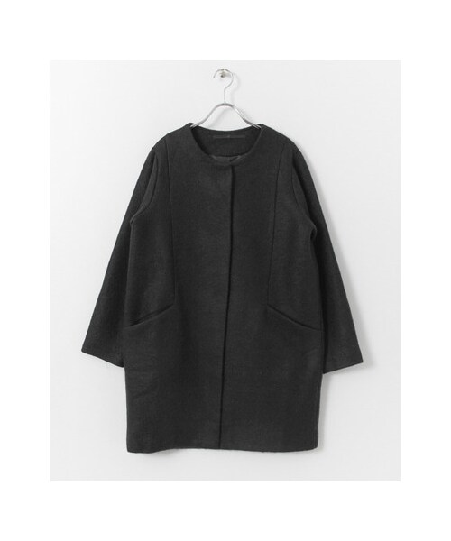 KBF（ケイビーエフ）の「KBF+ カットソーノーカラーコート（ジャケット/アウター・レディース・BEIGE/CAMEL/BLACK・one）」の2枚目の写真