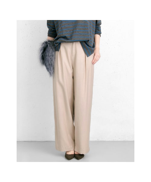 URBAN RESEARCH(アーバンリサーチ)の「ウールタックワイドパンツ(パンツ・レディース・OFF BEIGE/BLACK/GRAY・FREE)」の4枚目の写真