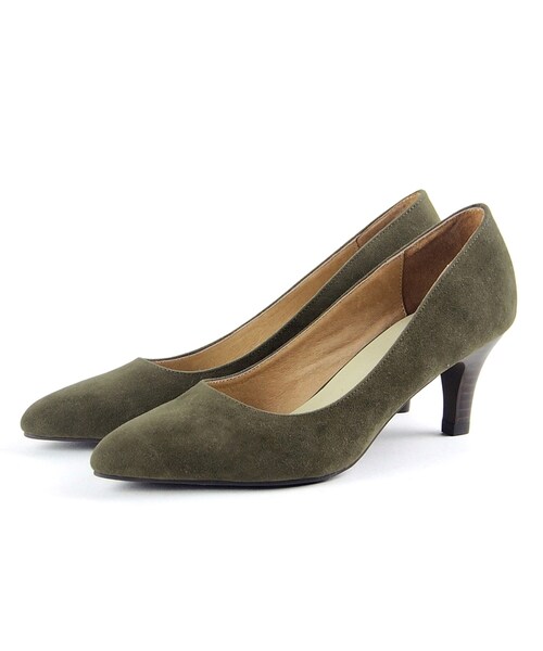 ORiental TRaffic（オリエンタルトラフィック）の「ポインテッドベロアパンプス（シューズ・レディース・ブラック/キャメル/カーキ/レッド・34/35/36/37/38/39/40/41/42）」の3枚目の写真