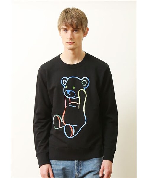 Design Tshirts Store graniph（デザイン　ティーシャツ　ストア　グラニフ）の「ベーシック ロング スリーブ スウェット (ウォーターカラー コントロール ベア)（トップス・ブラック・SS/S/M/L）」の7枚目の写真