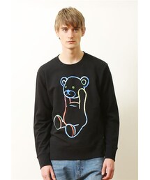 Design Tshirts Store graniph | ベーシック ロング スリーブ スウェット (ウォーターカラー コントロール ベア)(トップス)