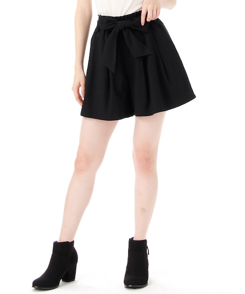 Honeys（ハニーズ）の「共リボン付キュロット（キュロット・ショートパンツ・レディース・クロ/コン/アカ/コンチェック/グリーンチェック/グレーチェック・Ｓ/Ｍ/Ｌ）」の2枚目の写真