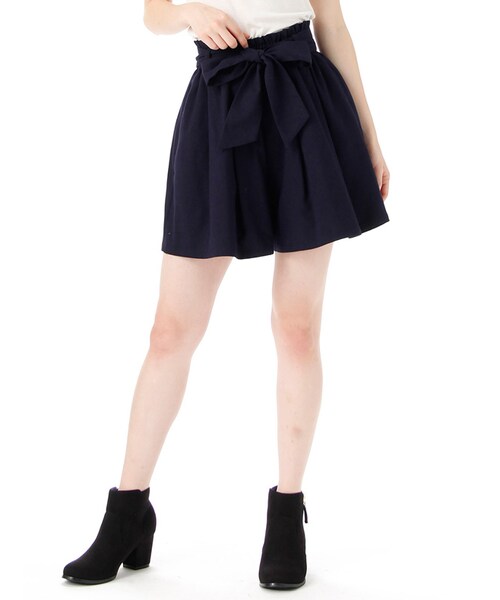 Honeys（ハニーズ）の「共リボン付キュロット（キュロット・ショートパンツ・レディース・クロ/コン/アカ/コンチェック/グリーンチェック/グレーチェック・Ｓ/Ｍ/Ｌ）」の4枚目の写真