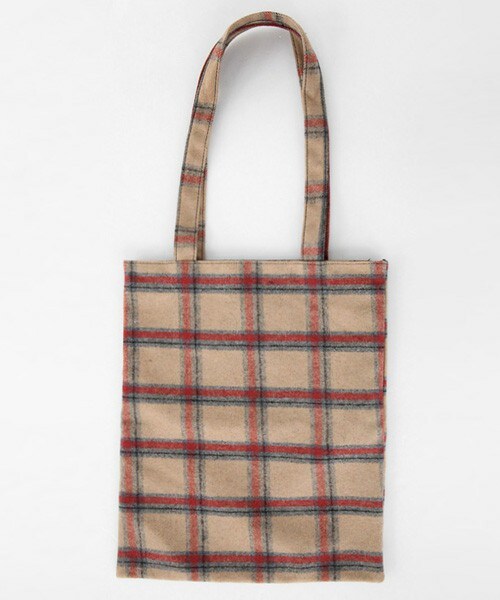 DHOLIC（ディーホリック）の「チェック柄ウールトートバッグ（トートバッグ・レディース・グレー/ベージュ/カーキ・ONE）」の2枚目の写真