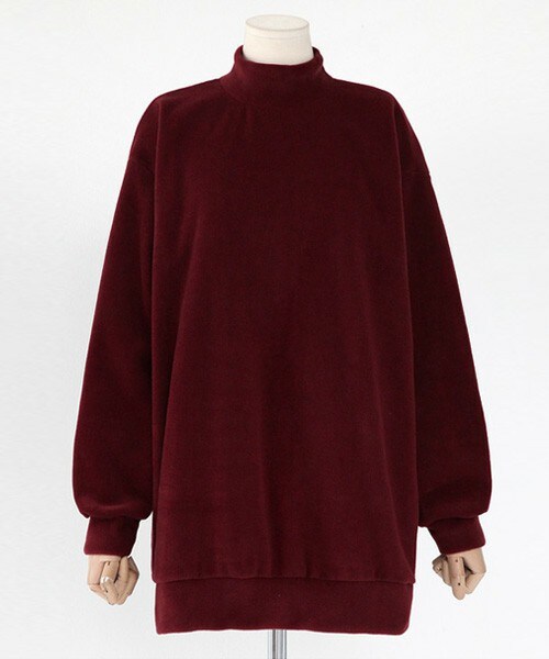 DHOLIC（ディーホリック）の「フリース素材オーバーサイズハイネックプルオーバー（Tシャツ/カットソー・レディース・クリーム/ワイン/ブラック/ディープグリーン・FREE）」の4枚目の写真