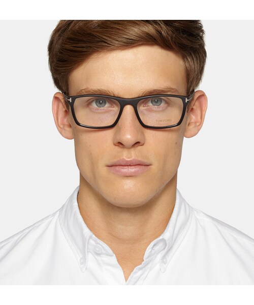 TOM FORD（トム フォード）の「Tom Ford Square-Frame Matte-Acetate Optical Glasses（メガネ・メンズ・Black・One Size）」の2枚目の写真
