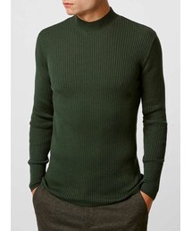 TOPMAN | Forest Green Wide Rib Turtle Neck Jumper(ニット/セーター)