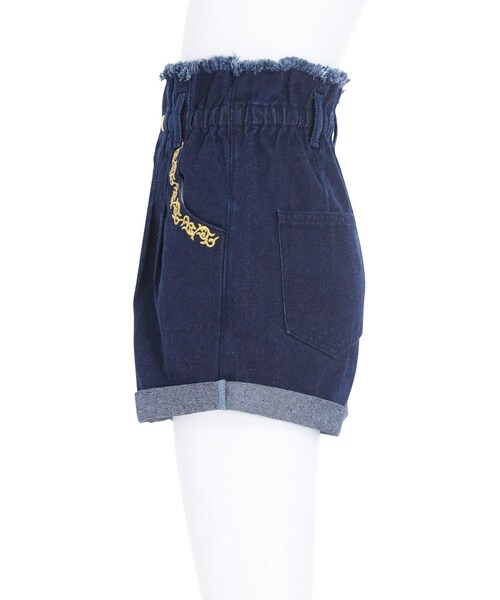 EVRIS（エヴリス）の「エンブロイダリータックデニムショートパンツ（パンツ・レディース・ブラック/インディゴ・S/M）」の6枚目の写真
