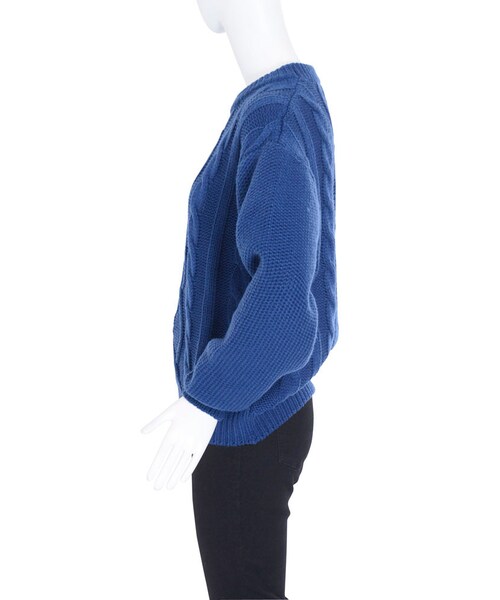 EVRIS（エヴリス）の「クルーネックケーブルニットTOPS（トップス・レディース・ホワイト/ブラック/ネイビー・F）」の7枚目の写真