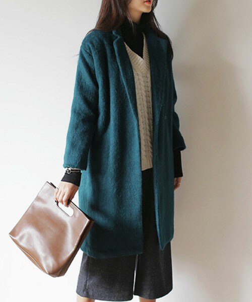 DHOLIC（ディーホリック）の「オーバーサイズチェスターコート（チェスターコート・レディース・グレー/ディープグリーン/ピンク/レッド/ブラック・FREE）」の3枚目の写真