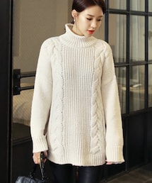 DHOLIC | ツイストニットポイントタートルネックプルオーバー(ニット/セーター)