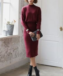 DHOLIC | モックネックひざ丈ニットワンピース(ワンピース)