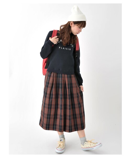 earth music&ecology(アースミュージックアンドエコロジー)の「チェックガウチョパンツ(パンツ・ブラック/ブラウン/Black Watch Green/ウィンドペンネイビー/グレンチェック・F)」の12枚目の写真