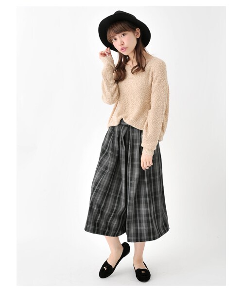 earth music&ecology(アースミュージックアンドエコロジー)の「チェックガウチョパンツ(パンツ・ブラック/ブラウン/Black Watch Green/ウィンドペンネイビー/グレンチェック・F)」の13枚目の写真