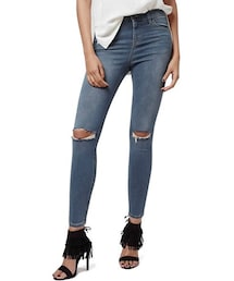 TOPSHOP | Topshop 'Jamie' Ripped Crop Skinny Jeans (Grey) (Petite)(デニムパンツ)