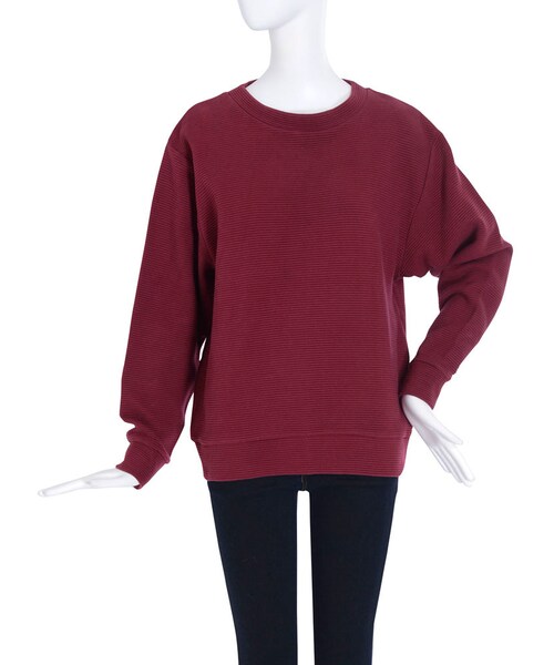 EMODA(エモダ)の「RIB BORDER LOOSEトレーナー(トップス・レディース・ホワイト/グレー/ブラック/レッド・F)」の6枚目の写真