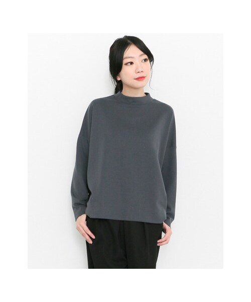 KBF（ケイビーエフ）の「KBF+ スタンドカラーワイドトップス（トップス・レディース・CHARCOAL/KHAKI/BLACK・one）」の6枚目の写真