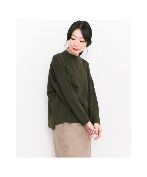 KBF（ケイビーエフ）の「KBF+ スタンドカラーワイドトップス（トップス・レディース・CHARCOAL/KHAKI/BLACK・one）」の4枚目の写真