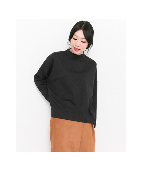 KBF（ケイビーエフ）の「KBF+ スタンドカラーワイドトップス（トップス・レディース・CHARCOAL/KHAKI/BLACK・one）」の5枚目の写真