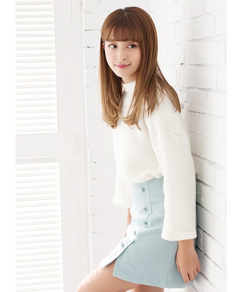 gracegift（グレースギフト）の「韓國粉嫩棉花糖毛絨上衣（トップス・レディース・白/粉・F）」の4枚目の写真