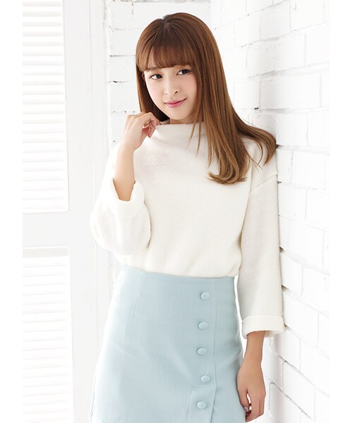 gracegift（グレースギフト）の「韓國粉嫩棉花糖毛絨上衣（トップス・レディース・白/粉・F）」の3枚目の写真