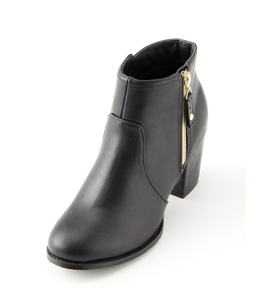 Honeys（ハニーズ）の「サイドファスナーブーツ（ブーツ・レディース・クロ/クロ合皮/グレー・Ｍ/Ｌ/ＬＬ）」の3枚目の写真