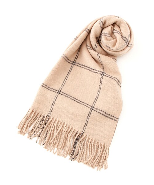 Honeys（ハニーズ）の「チェック柄ストール（その他小物・レディース・アイボリー/コン/ベージュ・Ｆ）」の2枚目の写真