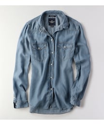 American Eagle | AEOテクスチャーデニムシャツ(シャツ/ブラウス)