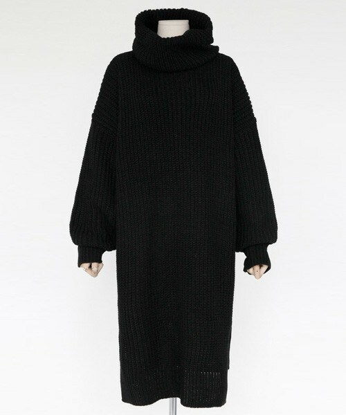 DHOLIC（ディーホリック）の「ロングニットワンピース&ネックウォーマーSET（ワンピース・レディース・ディープスカイブルー/ライトベージュ/ブラック/ブラウン・FREE）」の2枚目の写真