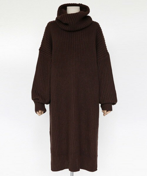 DHOLIC（ディーホリック）の「ロングニットワンピース&ネックウォーマーSET（ワンピース・レディース・ディープスカイブルー/ライトベージュ/ブラック/ブラウン・FREE）」の3枚目の写真