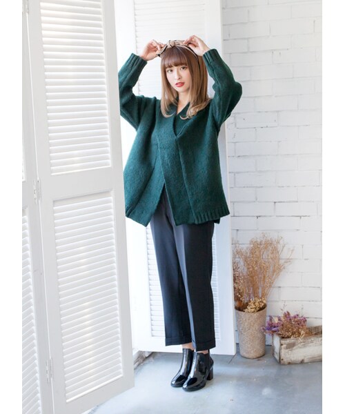gracegift（グレースギフト）の「韓國輕閒風尚反摺寬褲（パンツ・レディース・黑/白・F）」の11枚目の写真