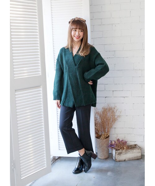 gracegift（グレースギフト）の「韓國輕閒風尚反摺寬褲（パンツ・レディース・黑/白・F）」の10枚目の写真