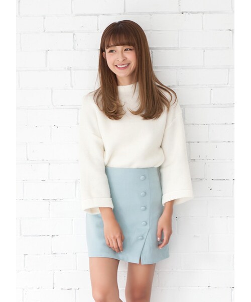gracegift(グレースギフト)の「韓國復古小姐假排釦短裙(スカート・レディース・粉/淺藍・S/M)」の11枚目の写真
