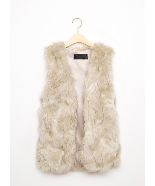 gracegift（グレースギフト）の「韓國晚宴仿皮草背心（ジャケット/アウター・レディース・黑/杏・F）」の6枚目の写真