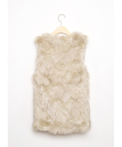 gracegift（グレースギフト）の「韓國晚宴仿皮草背心（ジャケット/アウター・レディース・黑/杏・F）」の7枚目の写真