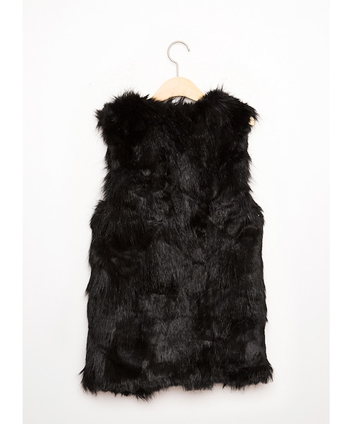 gracegift（グレースギフト）の「韓國晚宴仿皮草背心（ジャケット/アウター・レディース・黑/杏・F）」の2枚目の写真