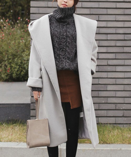 DHOLIC（ディーホリック）の「ウールロング丈ガウンコート（その他アウター・レディース・ベージュ/ディープスカイブルー/グレー・FREE）」の2枚目の写真