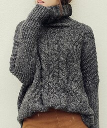 DHOLIC | サイドスリットミディアム丈タートルネックニットプルオーバー(ニット/セーター)