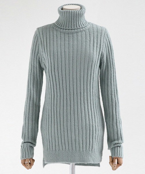 DHOLIC（ディーホリック）の「タートルネックリブニットプルオーバー（ニット/セーター・レディース・ベージュ/スカイブルー/ピンク/クリーム/ブラック/グレー・FREE）」の5枚目の写真