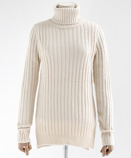 DHOLIC（ディーホリック）の「タートルネックリブニットプルオーバー（ニット/セーター・レディース・ベージュ/スカイブルー/ピンク/クリーム/ブラック/グレー・FREE）」の2枚目の写真