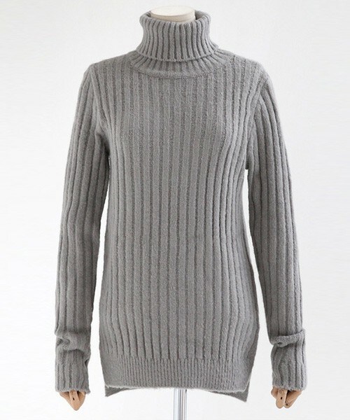 DHOLIC（ディーホリック）の「タートルネックリブニットプルオーバー（ニット/セーター・レディース・ベージュ/スカイブルー/ピンク/クリーム/ブラック/グレー・FREE）」の4枚目の写真