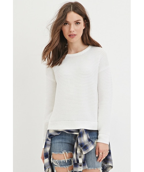 FOREVER 21（フォーエバー トゥエンティーワン）の「FOREVER 21 Ribbed Knit Sweater（ニット/セーター・レディース・Black/White・Small/Medium/Large）」の2枚目の写真