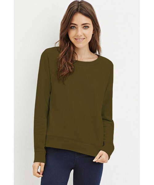 FOREVER 21(フォーエバー トゥエンティーワン)の「FOREVER 21 French Terry Raglan Sweater(ニット/セーター・レディース・Gray/Green・Small/Medium/Large)」の2枚目の写真