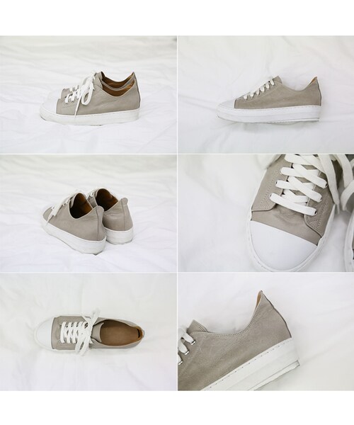 Aco Design（アコデザイン）の「レザー スニーカー/レザースニーカー ローカット/インヒール レースアップ スニーカー（スニーカー・レディース・グレージュ・23.0~25.0　【23.5基準　前底：1.5　後底：3.5　足幅：8.7　長さ：24.5】）」の12枚目の写真