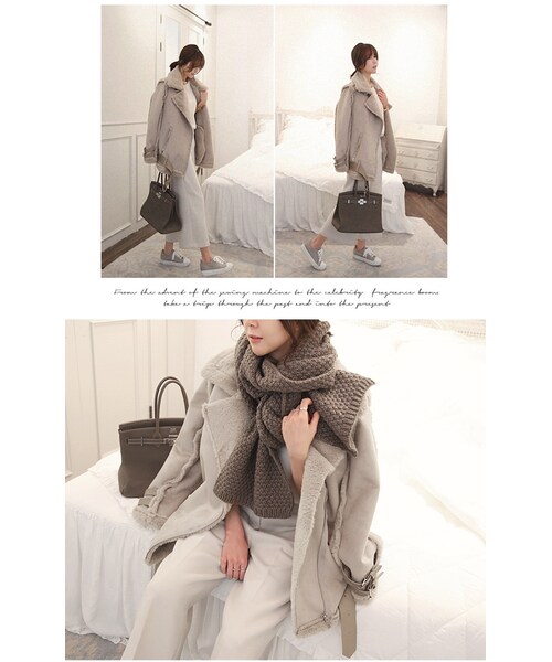 Aco Design（アコデザイン）の「ムートン コート ロング/ボアコーチジャケット/ライダースジャケット ファー/裏ボア コート（ムートンコート・レディース・ライトベージュ・肩幅：45　バスト：108　袖丈：59　袖幅：15.5　着丈：79）」の10枚目の写真