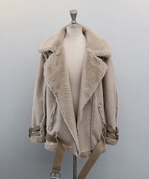 Aco Design | ムートン コート ロング/ボアコーチジャケット/ライダースジャケット ファー/裏ボア コート(ムートンコート)